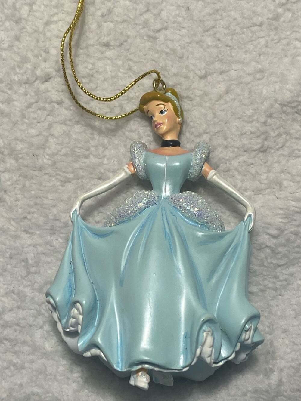 Disney Cinderella Blue Glitter Ball Gown Resin Christmas Ornament